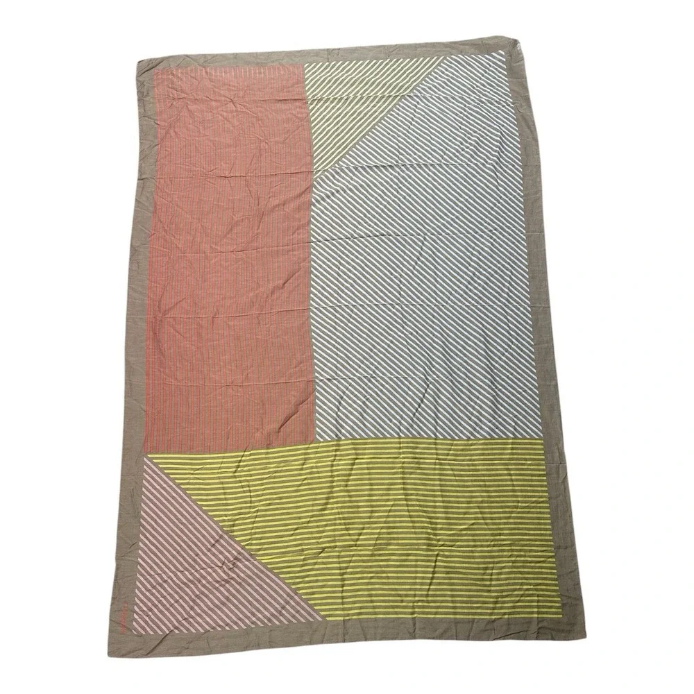 Coach New York XL Geometric Striped Scarf Wrap Sarong 68x46 Cotton Silk NWT